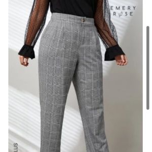 Grey plaid work pants